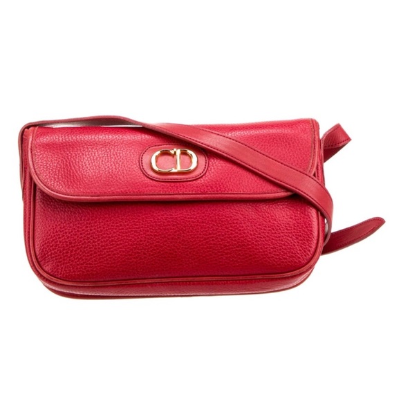 🔥🔥🔥Authentic Christian Dior CD Red Leather Crossbody Bag - Picture 1 of 6